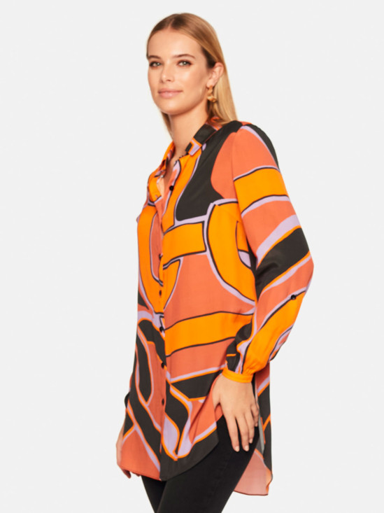  Pomarańczowa koszula damska we wzory L'AF Leja